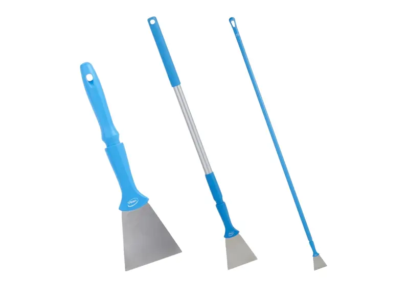 Grattoir Vikan 40113 pour montage sur manche, lame en acier inoxydable 100 mm, bleu